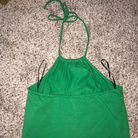 F21 Green Halter Cropped Tank - Picture 2 of 3